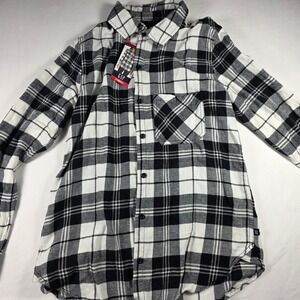 GAP Women's Relaxed Fit Flannel Shirt Black White Plaid X-Small NWT